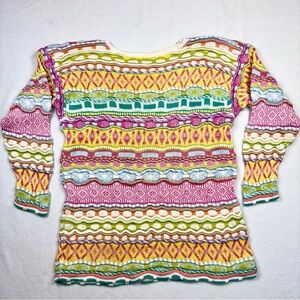 Vintage 90’s Y2K Mariea Kim Sweater Large Pastel Crew Neck Textured Cosby